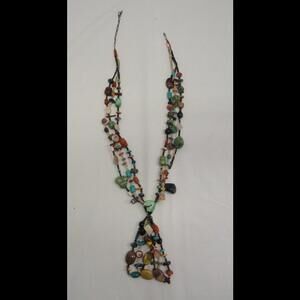 Handmade by USA Artisan Native American 3 Strand Necklace Semi Precious Stones